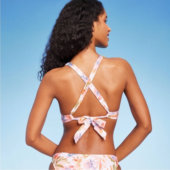 Shade & Shore Women's Braided Strap Triangle Longline Bikini Top - Picture 2 of 5